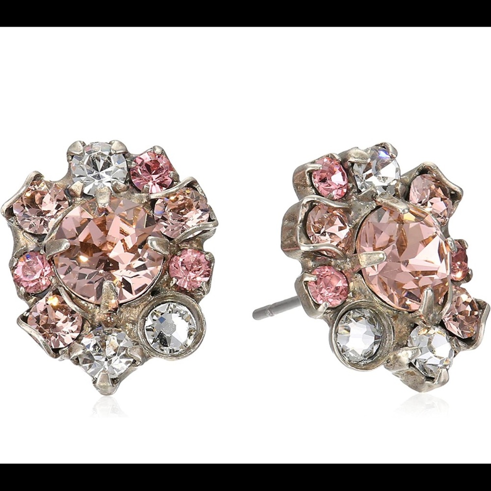Sorrelli Crystal Rose Round Crystal Cluster Stud Earrings